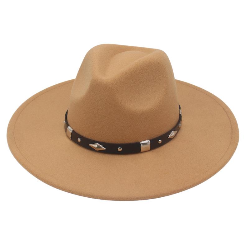 Big Brim Rhombus Metal Belt Accessories Jazz Hat Men'S And Women'S British Style Top Hat