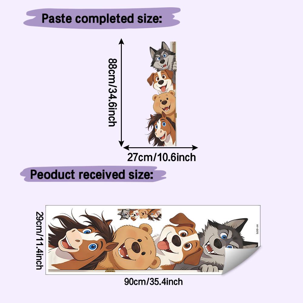 

Cartoon Peeking Animals PVC Wall Sticker for Kids Room Kindergarten Decor 30x90cm різнокольоровий