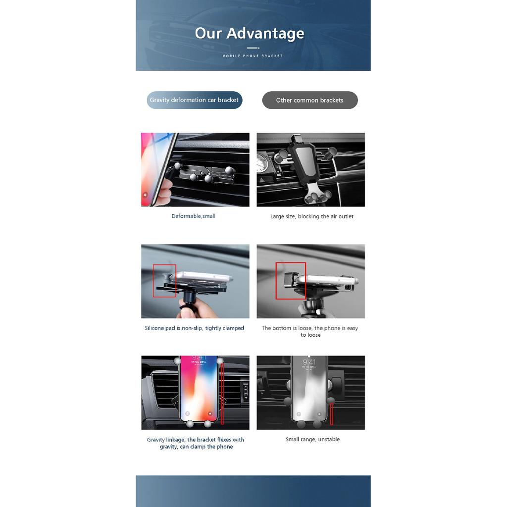 Gravity Car Phone Holder Cell Phone Stand Support GPS Telefon Mount For iPhone 12 13 Pro Max Xiaomi Mobile Phone Charging Holder