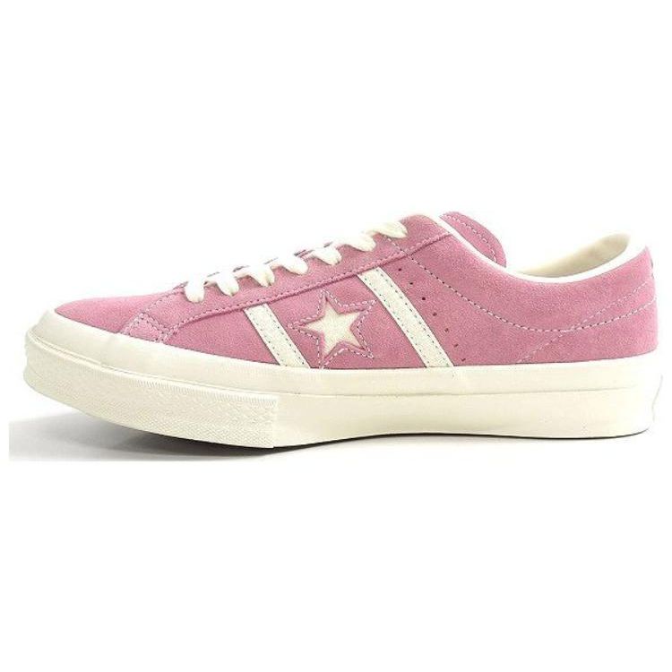 Converse Star And Bars Leather Slip Resistant Durable Lightweight Low Top Skate Shoes Unisex Sneakers Pink 1CL756
