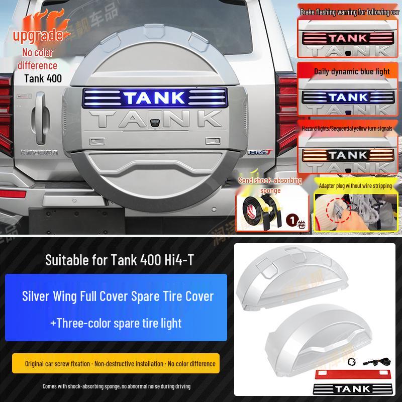 Tank 400 Hi4-T Mecha Spare Tire Cover with Lights - Full Coverage & Original Car Color
