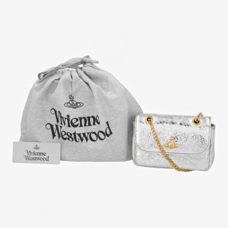 Vivienne Westwood Metallic Crinkle Small Pulse Chain Crossbody 5c01000bw L00a7 Q401