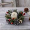 2pcs Nordic Rustic Christmas Candle Wreath with Pinecone and Berry Candlestick Garland  New Year
