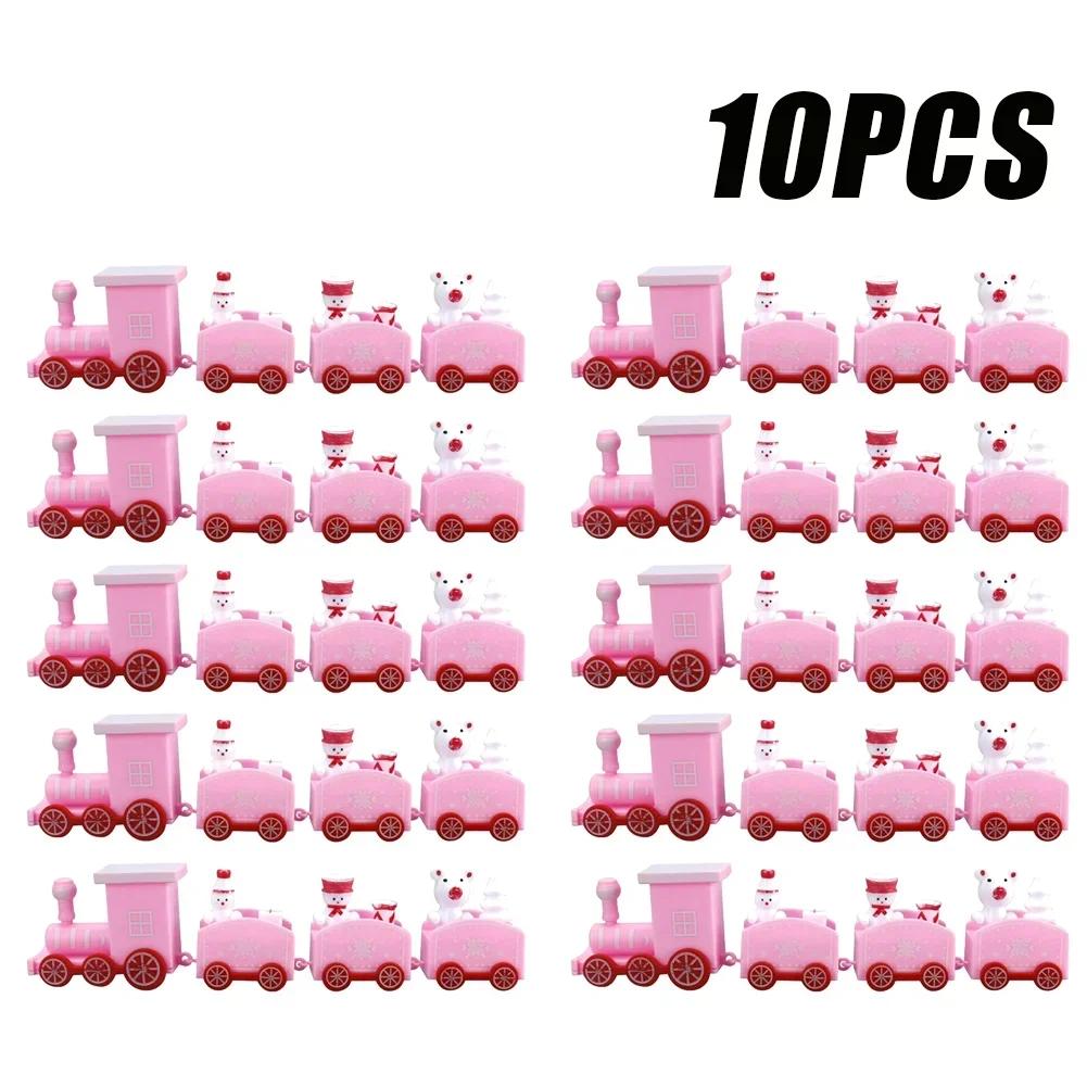 Snowman Christmas Train Ornament Mini Plastic Holiday Decor Small Xmas Train Set for Home Tabletop Festive Embellishments