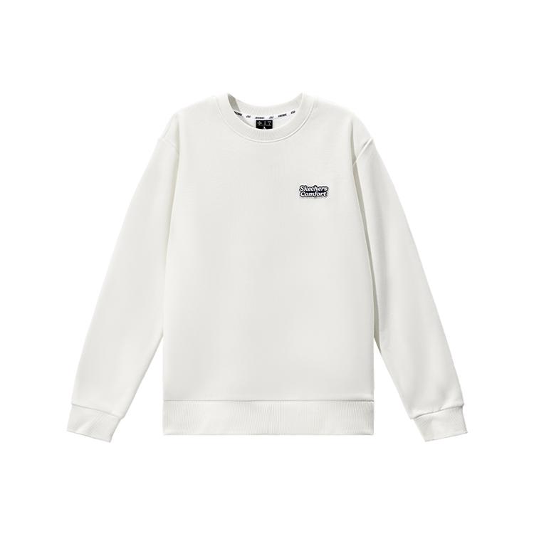 Skechers Laughing Monster Casual Series Versatile Knitted Loose Long Sleeve Sweatshirt Unisex sweatshirt Cotton-Candy-White L424U065-0074 S