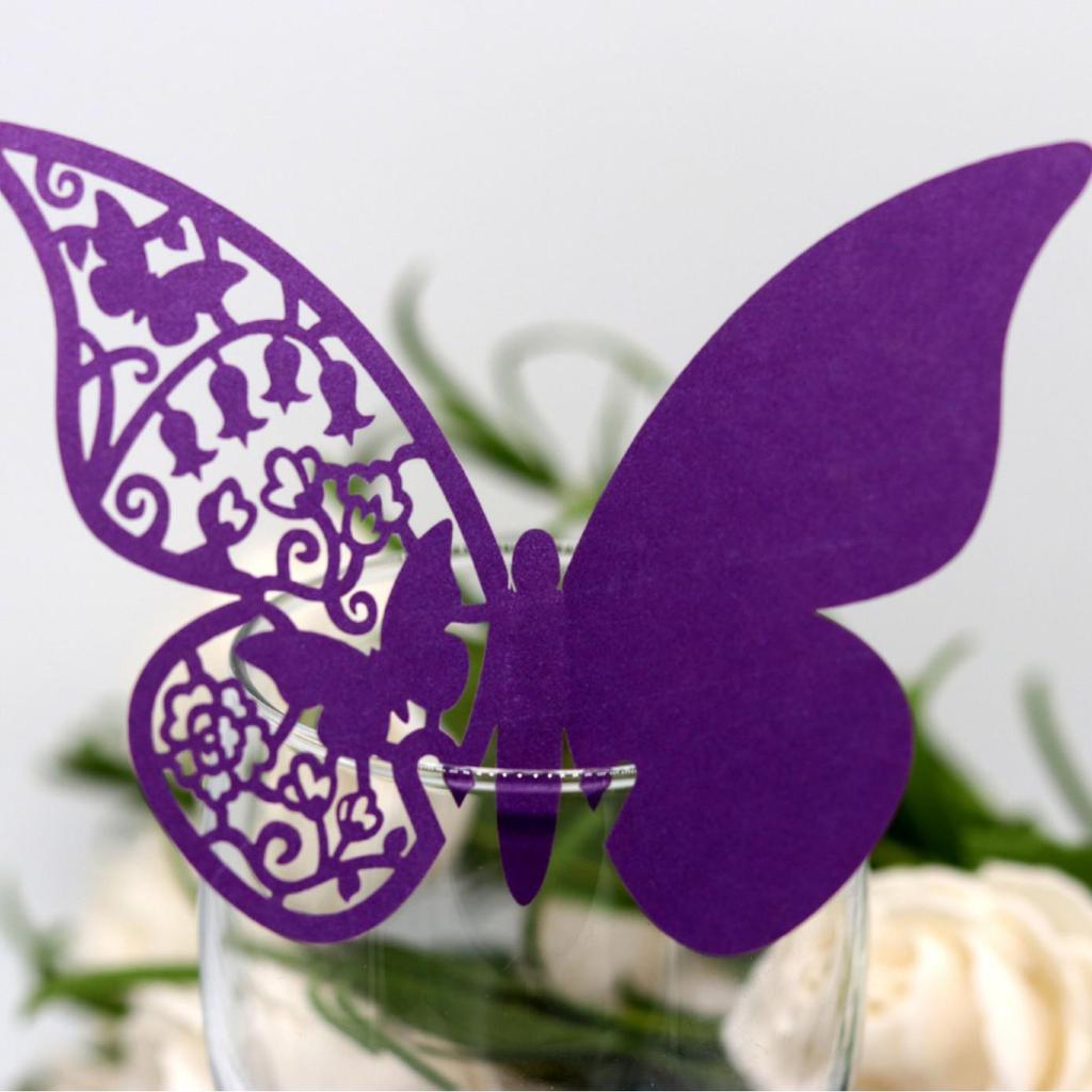 3D Butterfly Laser-Cut Wedding Seat Card in Ice White