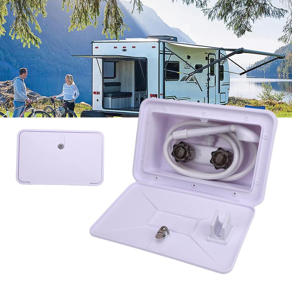 RV Exterior Shower Box Kit with 1.5M Hose Shower Head and Shower Faucet for Camping Vehicle Trailer Motorhome Boat Van
