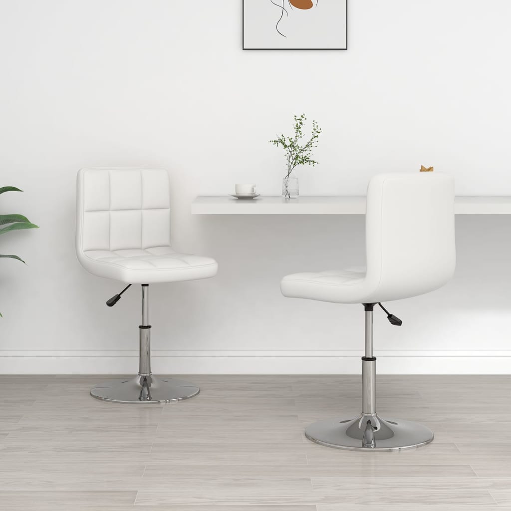 Vidaxl Dining Chairs, 2 Pcs, White, Upholstered In Faux Leather