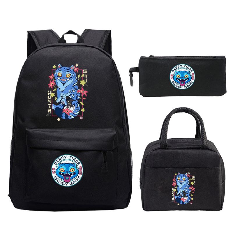 Demon Hunters Printed Children's Backpack Three-piece Campus Fashion Primary and Secondary School Students Large Capacity School Bag