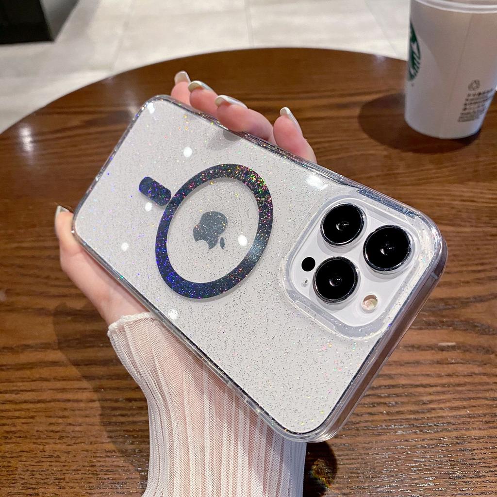Подходит для iPhone16 с Star Glitz и Apple 14pro, Сильное магнитное притяжение 15 Высокопрозрачных чехлов для телефона