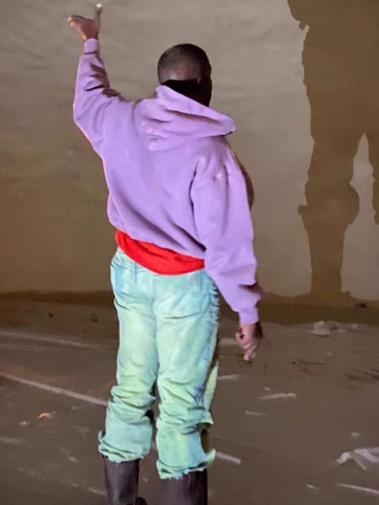 Kanye European-American Double-Layer Heavyweight Pink-Purple Hoodie for Men and Women