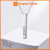 Vnox Stainless Steel Vertical Bar Pendant with White Zircon Necklaces for Men, Adjustable O-chain Metal Slim Dog Tag Jewelry New