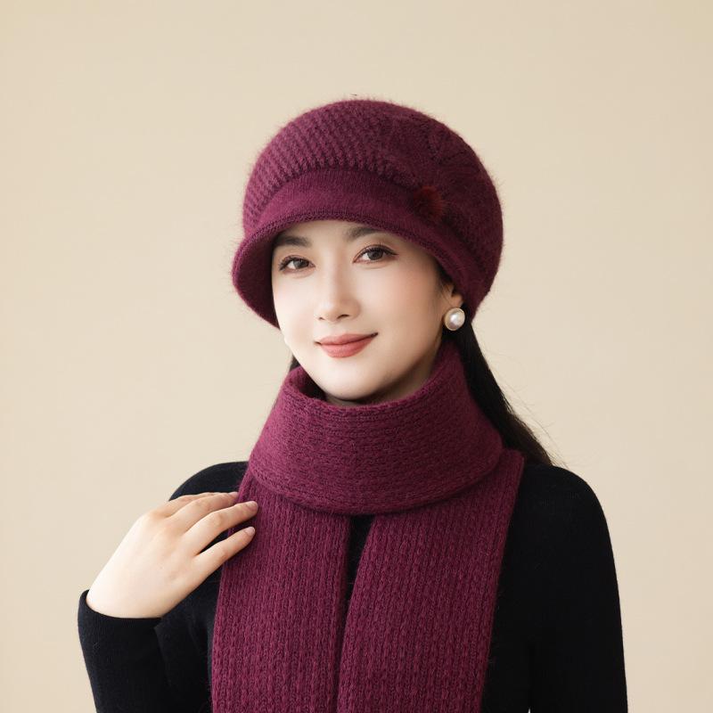 In The Elderly Mother Fisherman Hat Women'S Wool Hat Autumn And Winter Grandma Scarf Warm Knitted Basin Hat