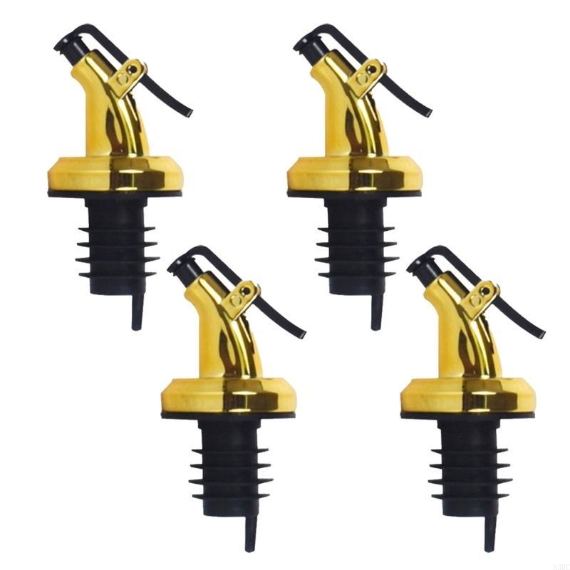 

4 PCS Oil Bottle Stopper Liquor Dispenser Wine Pourer Lock Plug for Wine Oil X3UC золотой
