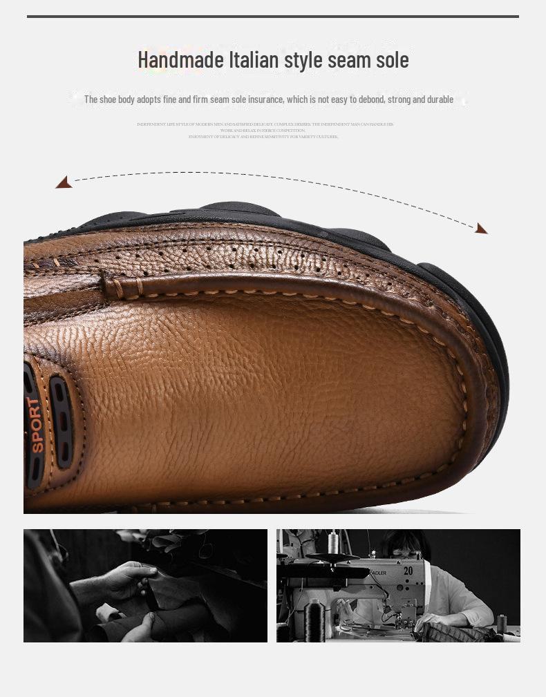 Scarpe Casual da Uomo in Vera Pelle - Suola Morbida, Business Casual, Stile Papà di Mezza Età, Design Slip-On