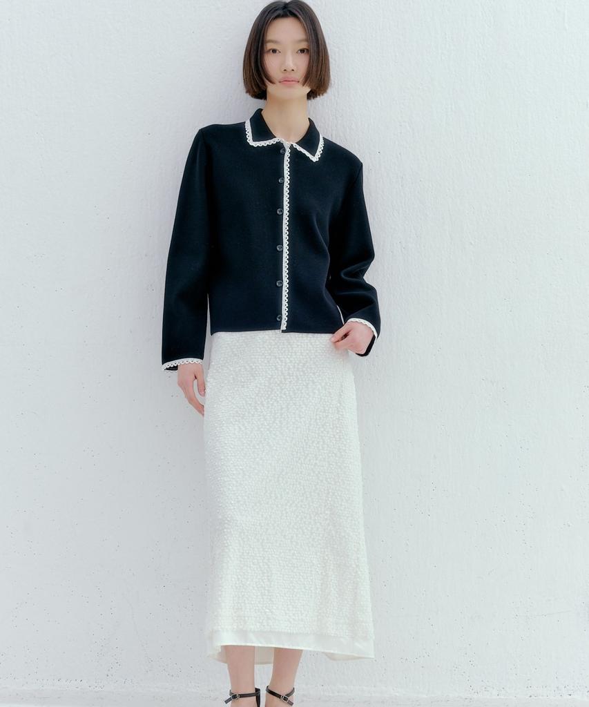 Ohkukka Lace-Trimmed Knit Jacket - Black