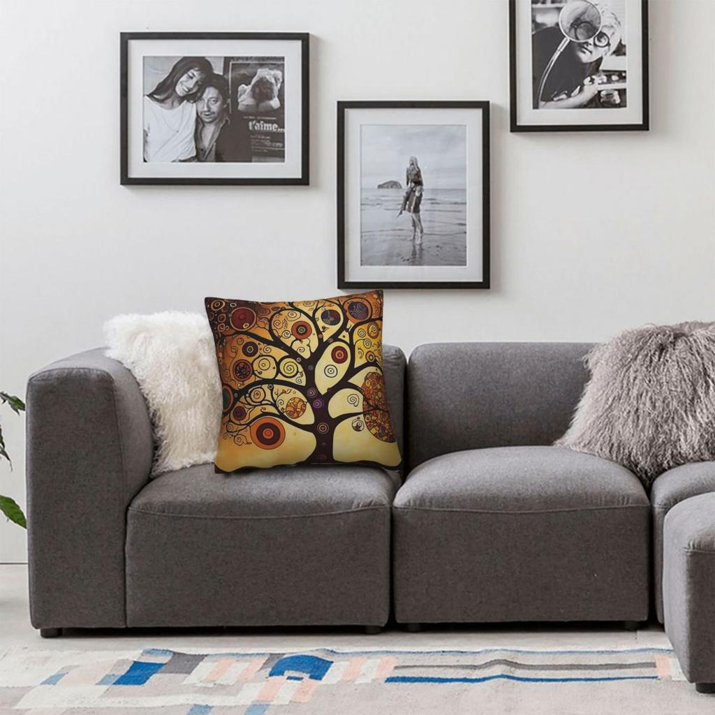 Tree Of Life Gustav Klimt Square Pillowcase Polyester Linen Velvet Creative Zip Decorative Pillow Case Room Cushion Cover 45X45