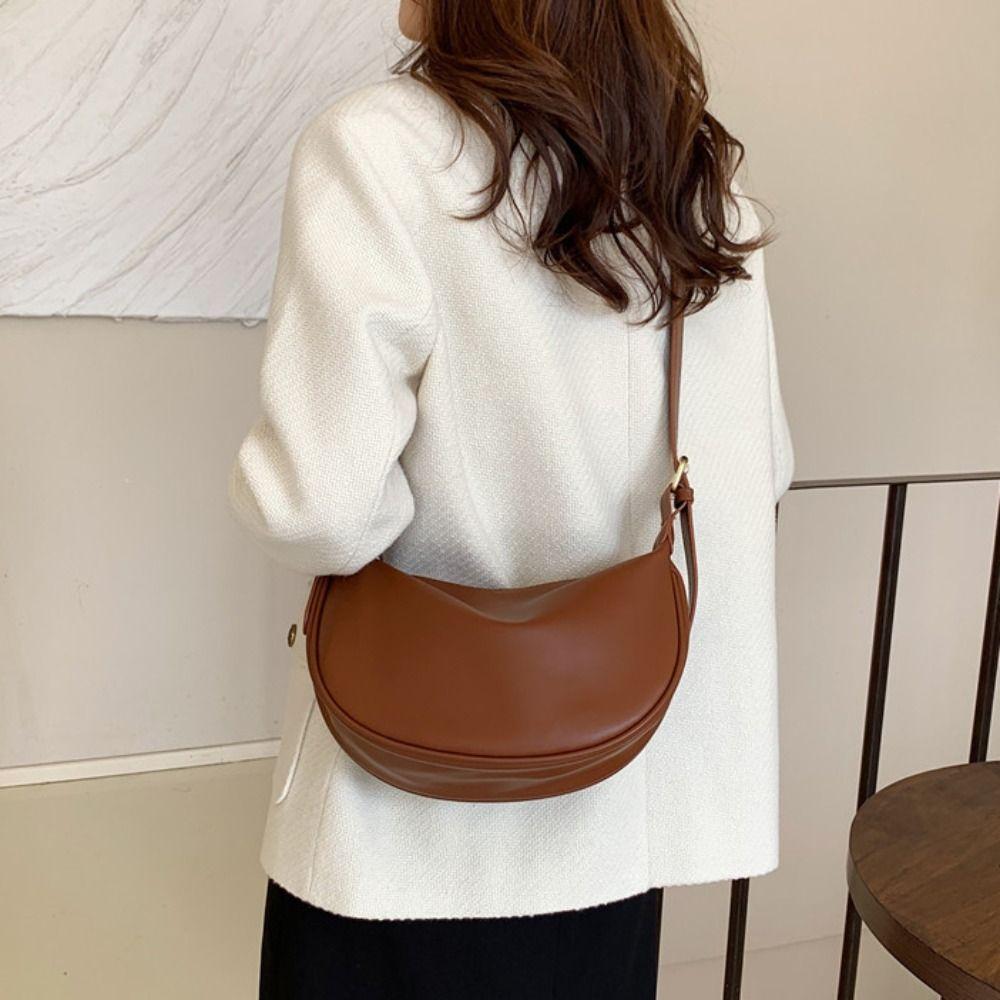 Adjustable Strap Vintage Crossbody Bags Zipper Underarm Dumpling Bag PU Leather Shoulder Bag  party