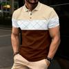 Polo Estiva da Uomo Polo Casual da Uomo a Maniche Corte con Design a Blocchi di Colore a Strisce, Polo Sportiva con Colletto Polo