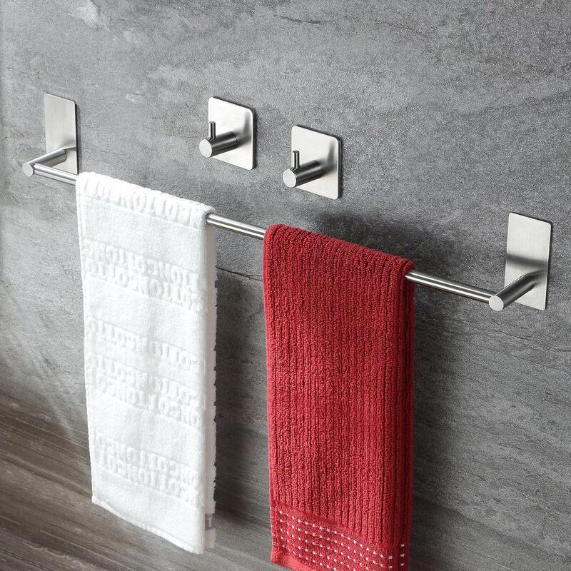 cmaos Stainless Steel Towel Bar & Shelf Set, No-Drill