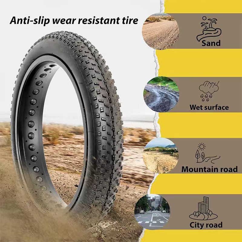 Opona Fat Bike, Opona Fat MTB 20x3.0, Wysokowydajna i Uniwersalna Składana Zamienna Opona do Roweru Fat Mountain do Jazdy po Ulicy lub Szlaku