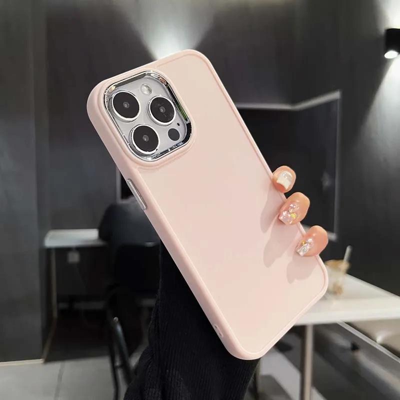 Galvanisierte Objektiv-Bumber-Telefonhülle für iPhone 15 Pro Max 14 13 12 11 Pro Max X XR XS Max 7 8Plus Einfarbige Silikon-Rückseite