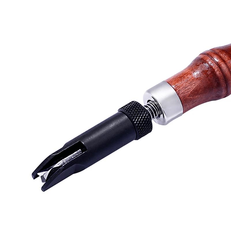 Adjustable Push Grooving Device Durable V Type Leather Groover Wood Handle Leather Craft Gouge Cutting Tools