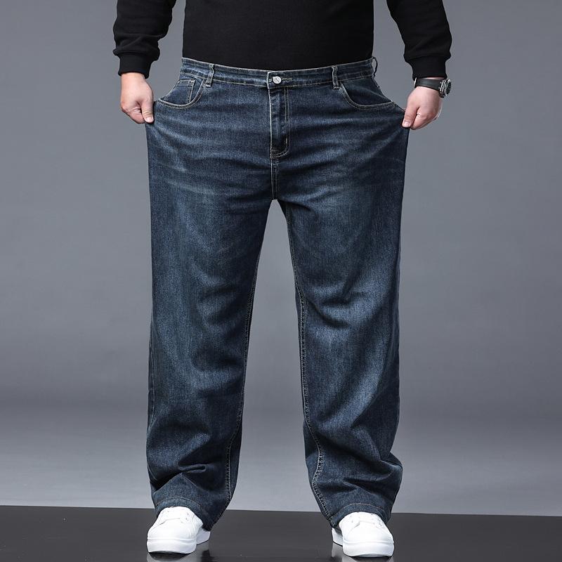 Straight-leg Oversized Jeans for Men Autumn Loose-fit Wide-leg Trousers Versatile Men's Middle-aged Business Casual Trousers