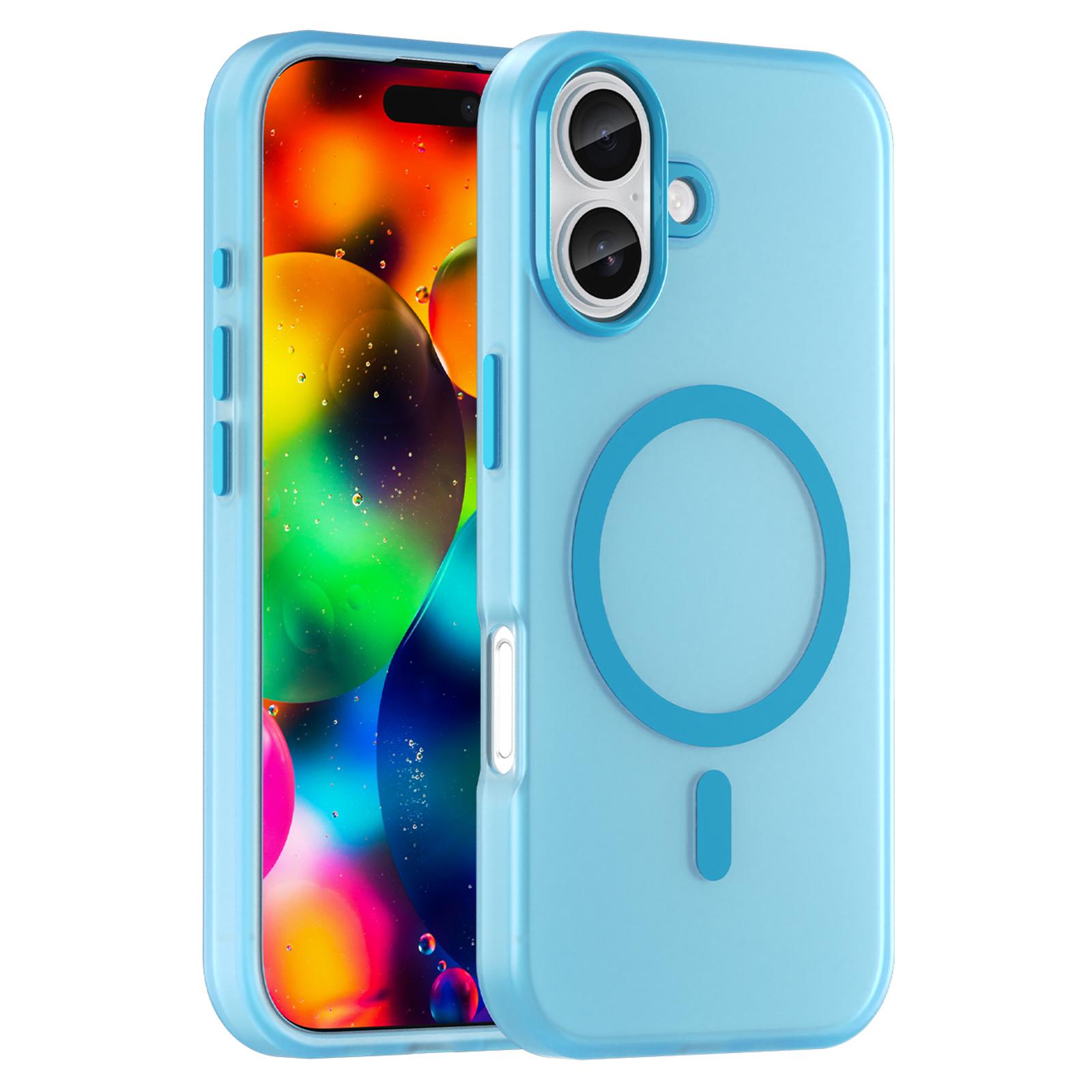 

For iPhone 17 Case Compatible with MagSafe TPU+PC Slim Matte Translucent Phone Cover Blue