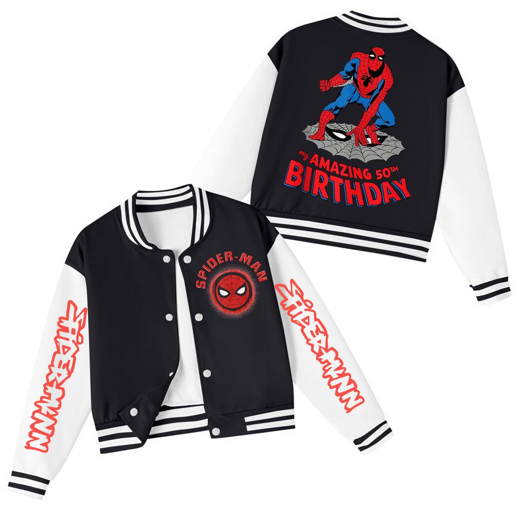 Kids' Stylish Color Neck Baseball Jacket for Boys and Girls Casual Outerwear