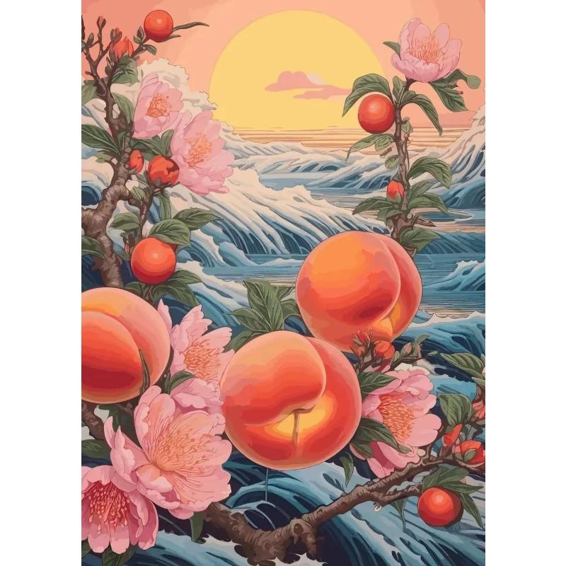 Canvas Printing Fruit Japanese Vintage Creative Landscape Forest Lake Posters and Prints Wall Art Picture for Living Room Decor