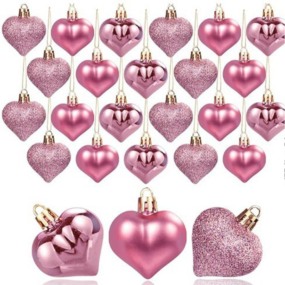 

Набор из 12 шт. 4,5 см Шары-сердца Украшения с блестками Декор для вечеринки Шары Новогоднее украшение на День святого Валентина Rose Pink