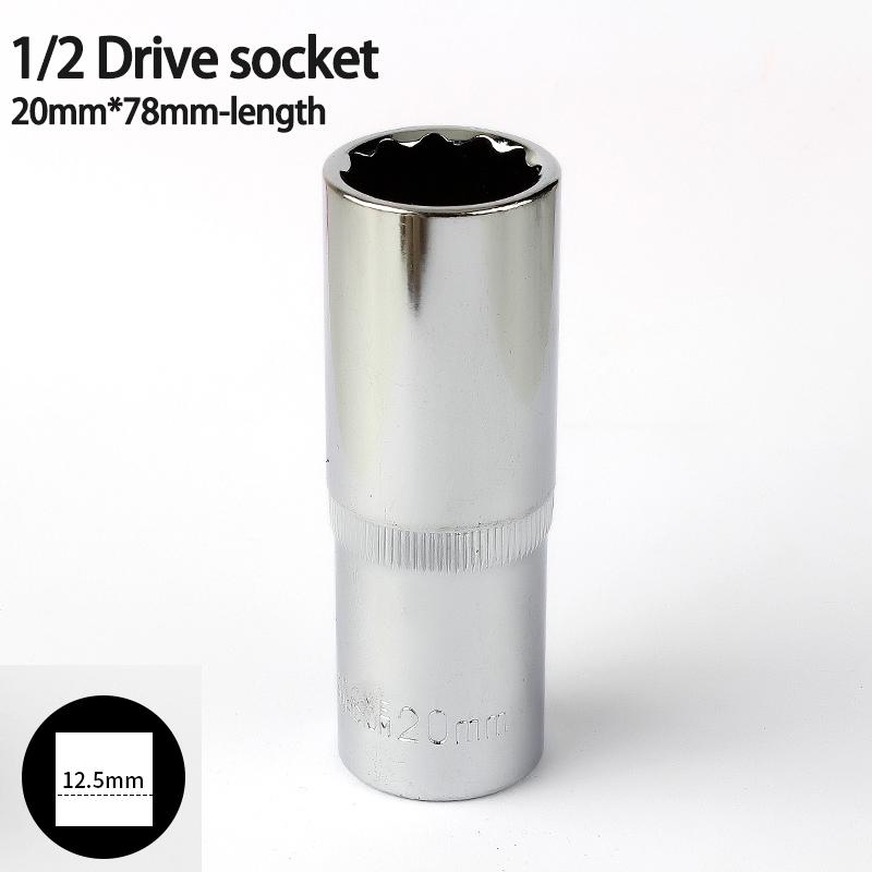 1pcs 12 Point 78mm Mirror Deep Socket Head 1/2 Drive Torx Bit Ratchet Wrench Adapter Tool Part 8-32mm Car Repair Tools