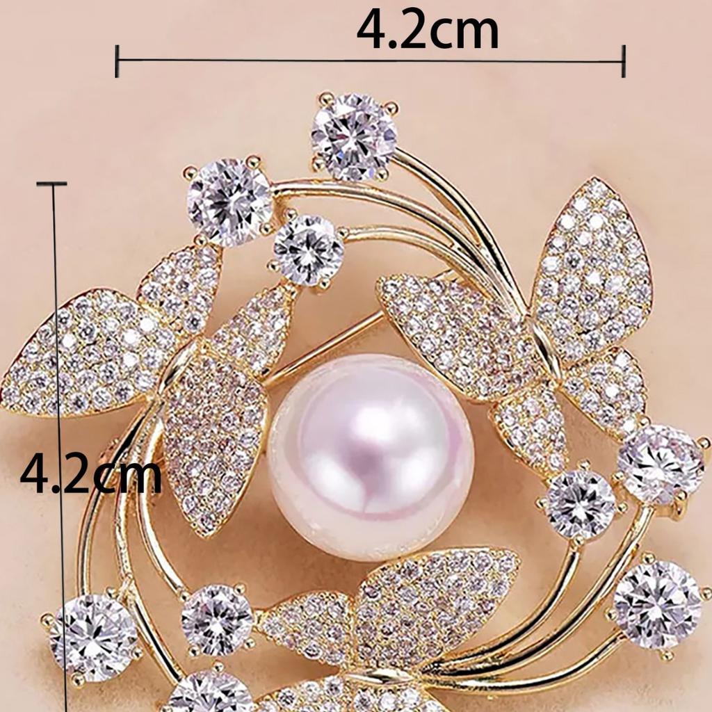 Pearl Flying Butterfly Wreath Brooch High-End Niche Pearl Corsage Temperament Women'S Pin Suit Accessories