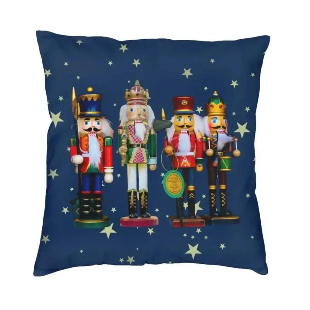 Nutcracker Soldier Toy Christmas Gift Cushion Cover Sofa Home Decorative Square Pillow Case 45x45cm