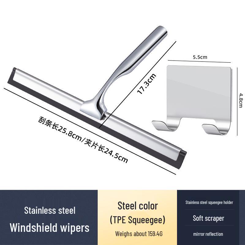 Stainless Steel Silicone Window Squeegee - Ideal for Cleaning Glass in Bathrooms, Restaurants, and Hotels.
