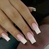 24Pcs Medium Length Gradient Pink White Square Press On Nails Simple Charm Manicure False Nails