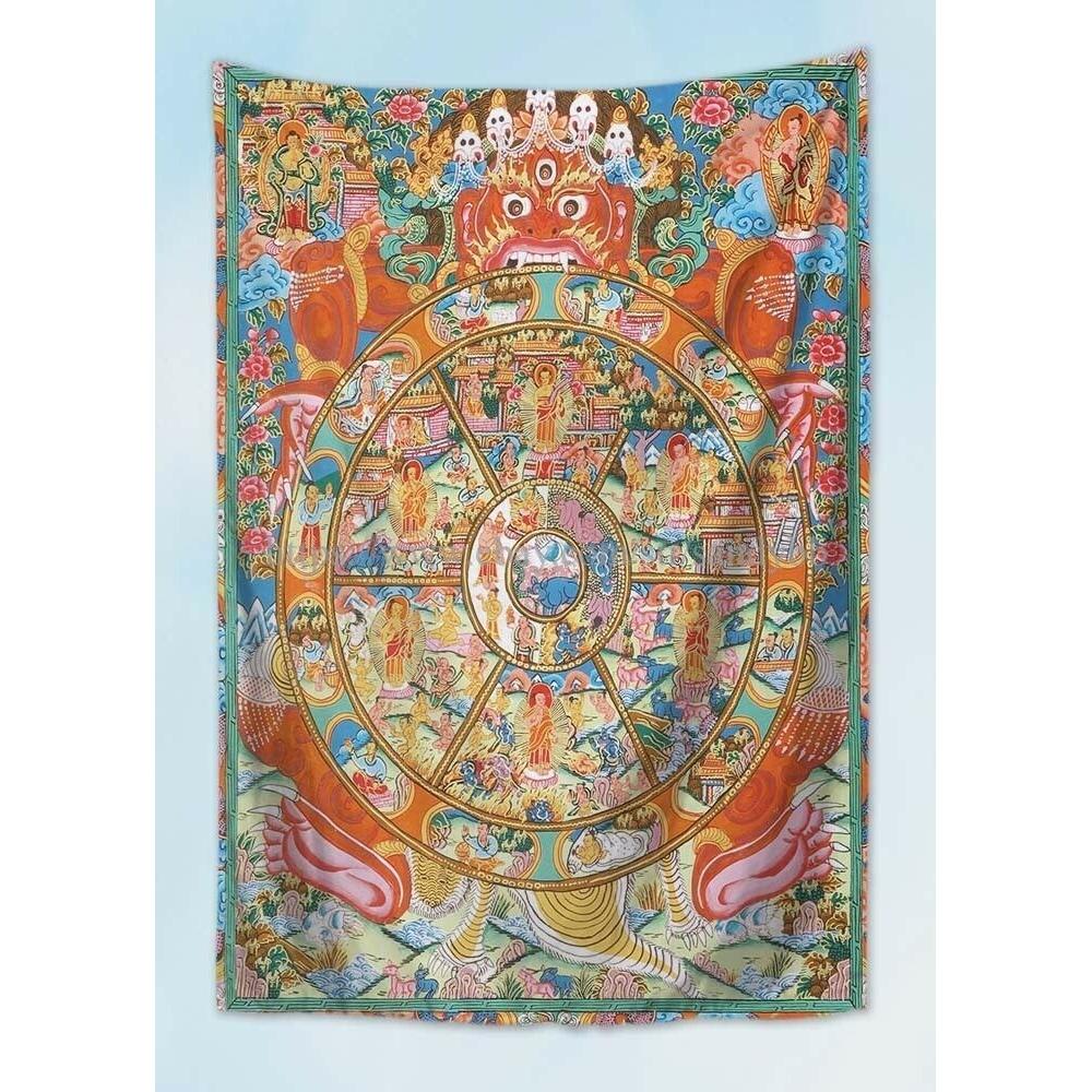 Tapestry Wheel of Life Buddhist Tibetan 75x100
