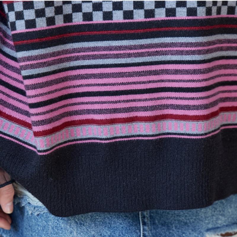 MAXZA Loose Fit Knit Vest Pattern Mix Stripe Ze10qv002na