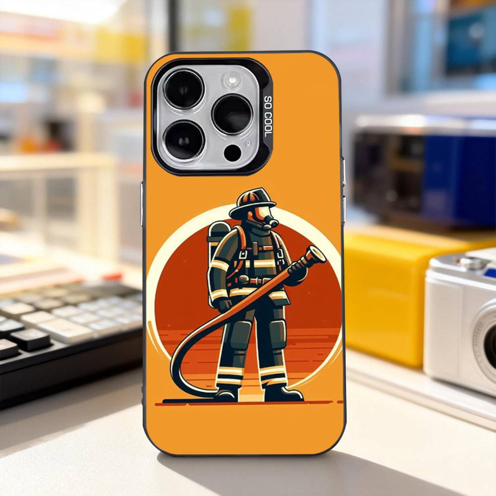 Fireman F-Firefighter Phone Case For iPhone 11,12,13,14,15,16,17,Pro,Max,Plus,E,Air,Mini IMD Matte Black