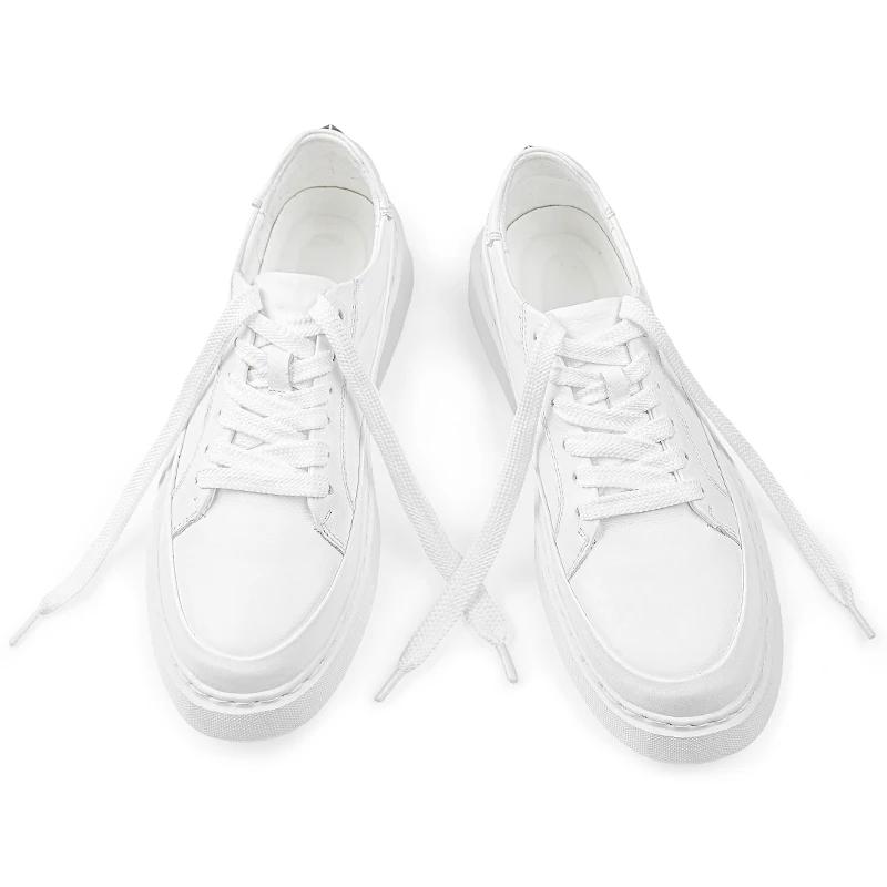 Men Genuine Leather Platform Sneakers Thick Sole Height Increase Sneakers Lightweight Breathable Anti-Slip Comfort Casual Shoes