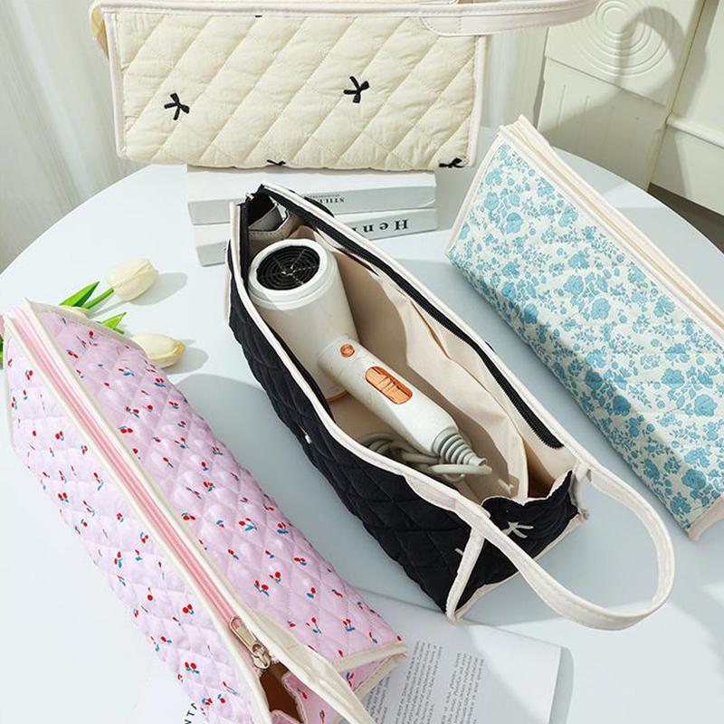 Quilted Travel Case Compatible With Dyson Airwrap & Shark Flexstyle, Cotton Floral Carrying Storage Bag For Dyson Hair Dryer