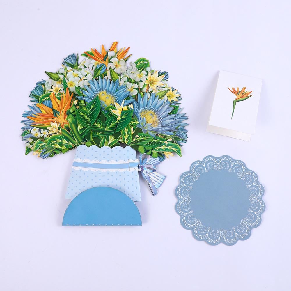 Carving Flower Mother'S Day Birthday Greeting Card Wishing Handmade 3D Pop Up Greeting Card Creative Paper Thank You Card