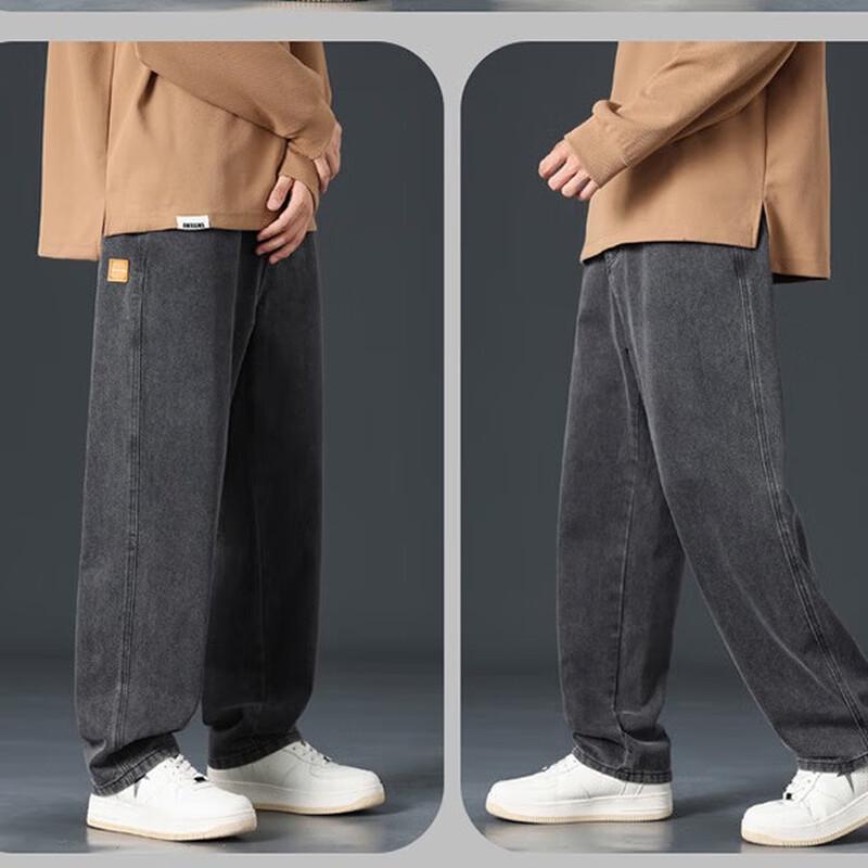 DESSO Men's Fleece-Lined Loose Straight Casual Pants