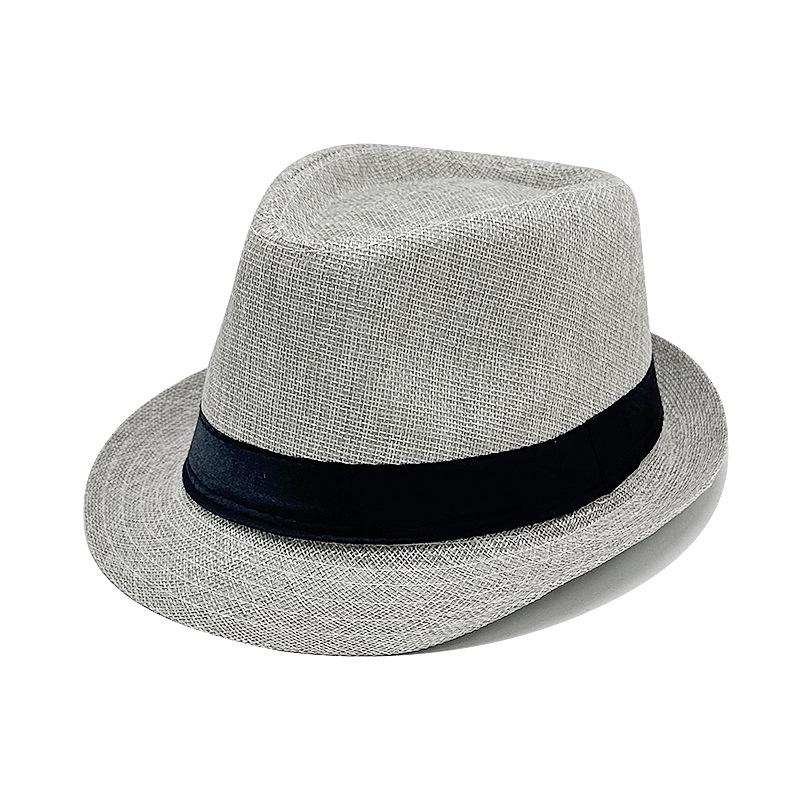 British Jazz Fedora: Solid Color Ribbon, Roll Brim, Unisex Sun Straw Hat