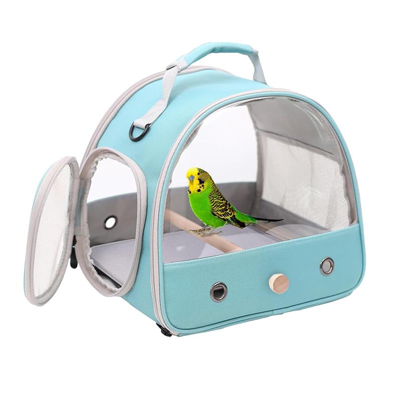 Bird Travel Carrier Cage Halinfer with Stand Perch and Mat in Green Color for Small to Medium Parakeet Budgies Parrot Cockatiel