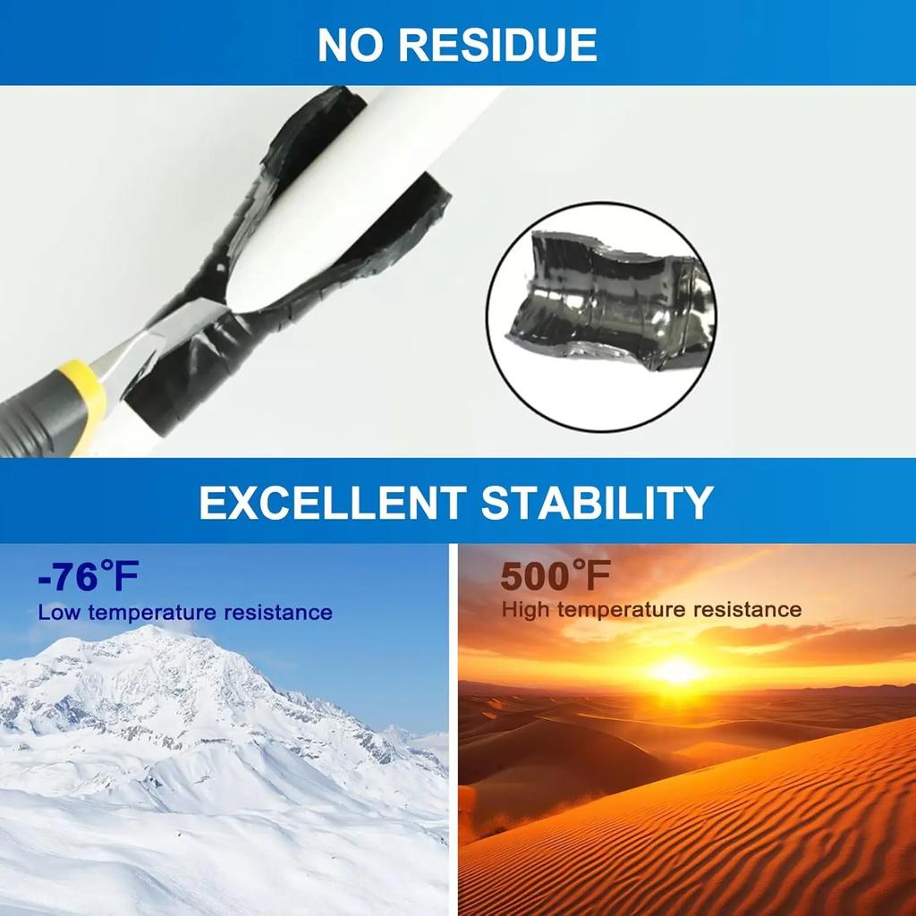 Multipurpose Waterproof Self Fusing Silicone Tape, for Pipe/Hose/Roof/ Auto/Marine Leak Repair, High Temp Resistant, Strong Seal