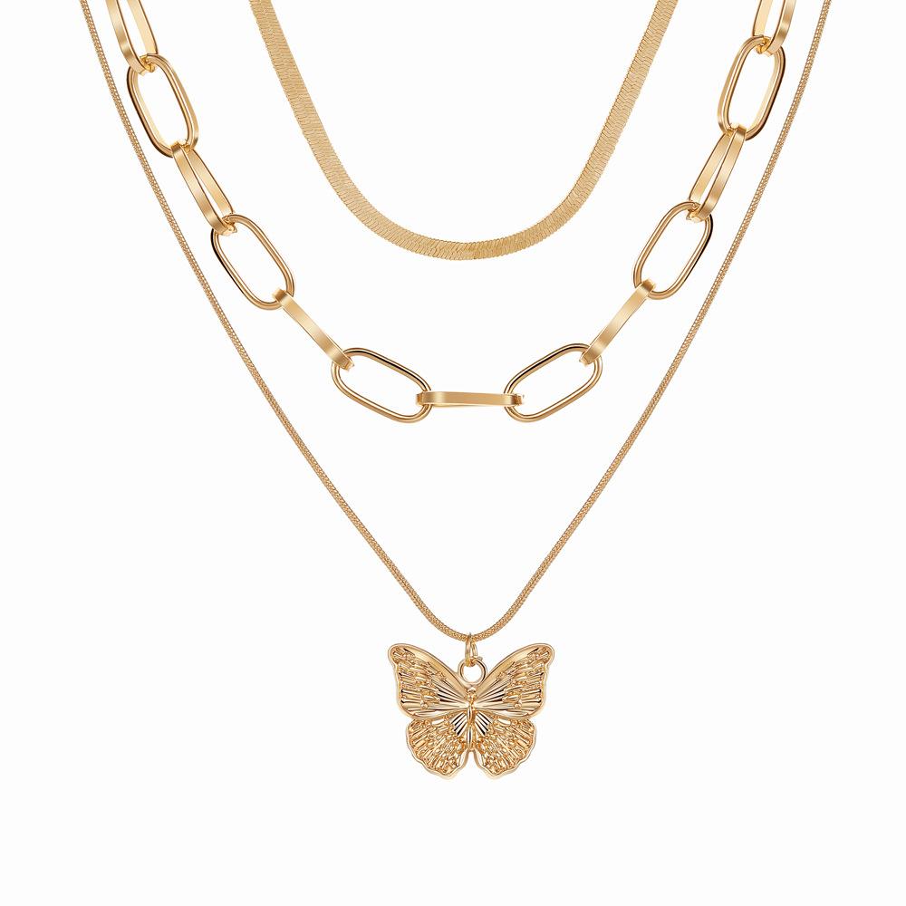 Wind Butterfly Neck Chain Multi-layer Butterfly Collarbone Chain Necklace Set