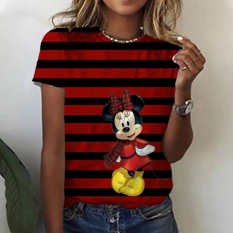 

Літня жіноча футболка Disney Мінні Маус з мультфільмом Міккі Маус, топи та футболки, жіночий модний одяг, повсякденний стильний одяг, що відповідає вимогам 3XL
