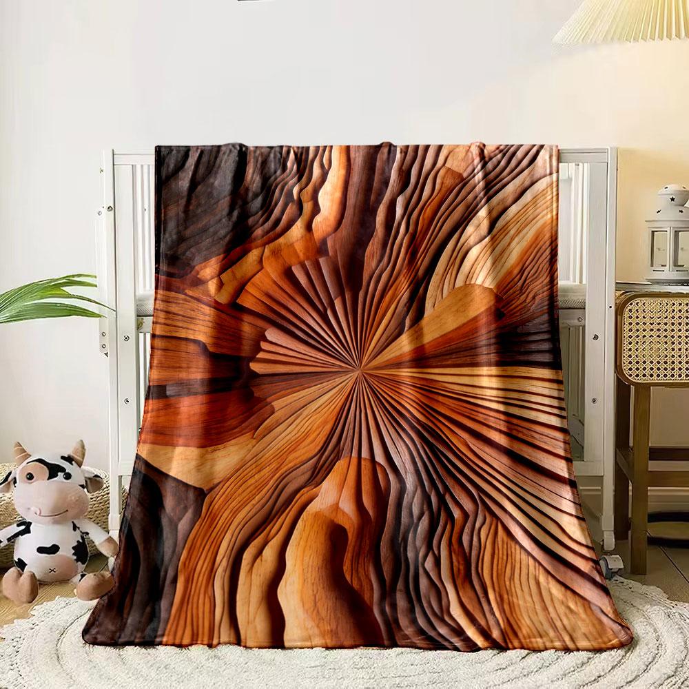 

Layered wooden waves radiating from a central point in warm tones. for all seasons blanket lunch break throw gift 80cm x 120cm